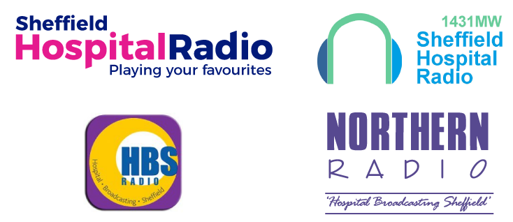 A set of Sheffield Hospital Radio logos from down he years.