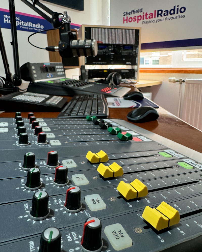 Microphone in a radio studio